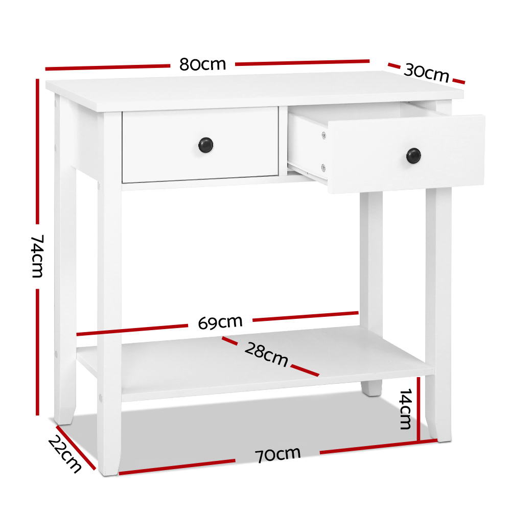 Marlook Console Table 2 Drawers 80CM White Chole