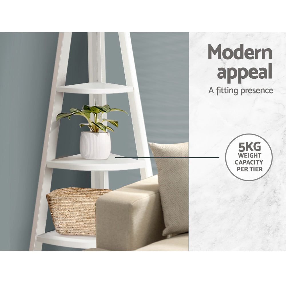 Marlook Bookshelf Corner Shelf 5 Tiers - CANE White