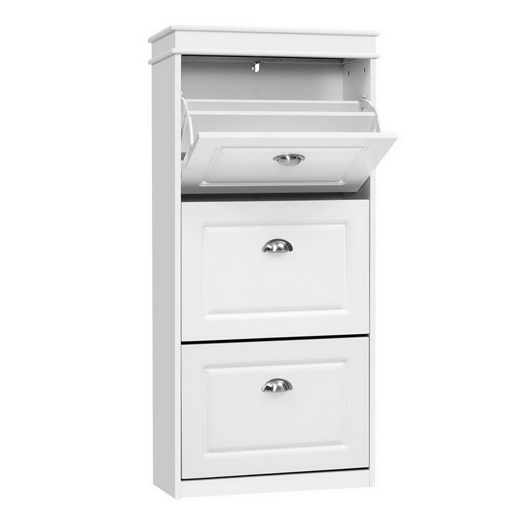 Marlook Shoe Rack Cabinet 18 Pairs 3-tier White Sena