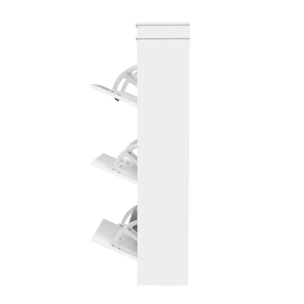 Marlook Shoe Rack Cabinet 18 Pairs 3-tier White Sena