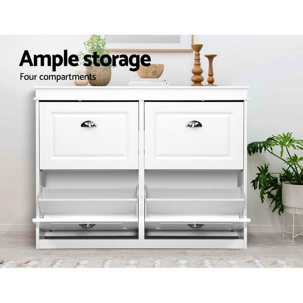 Marlook Shoe Rack Cabinet 24 Pairs 4-tier White Paul