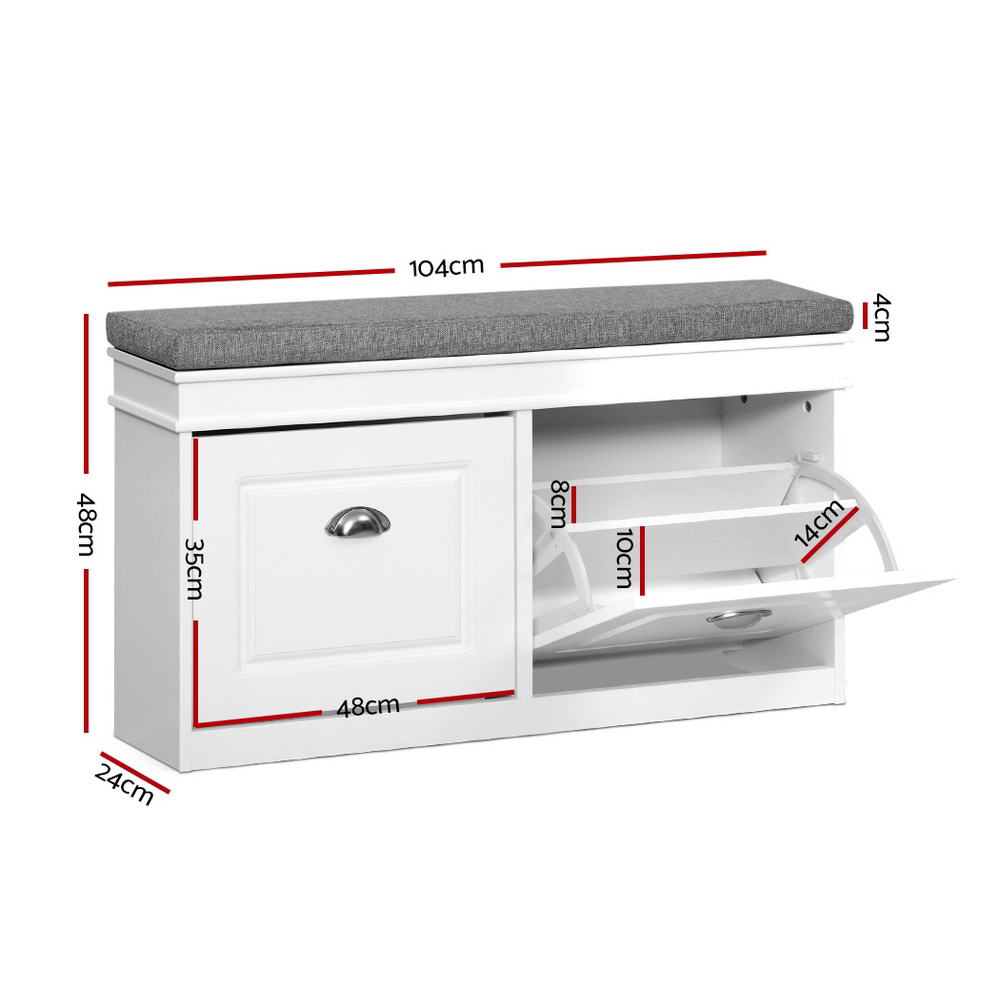 Marlook Shoe Rack Cabinet Bench 8 Pairs White