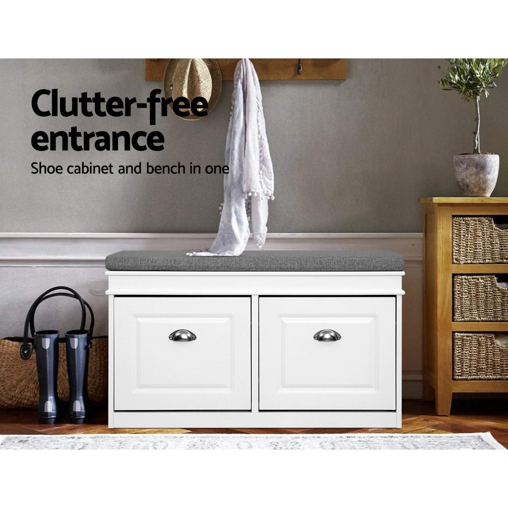 Marlook Shoe Rack Cabinet Bench 8 Pairs White