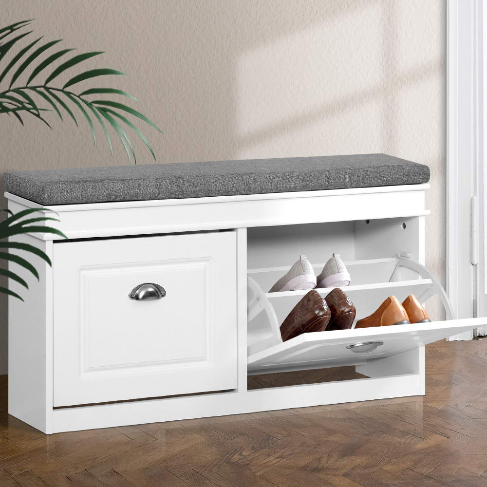 Marlook Shoe Rack Cabinet Bench 8 Pairs White