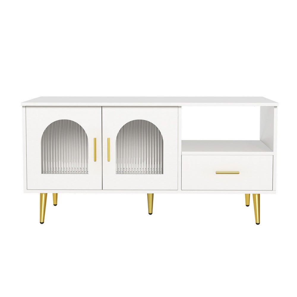 Marlook LED Coffee Table Shelf Drawer Storage White