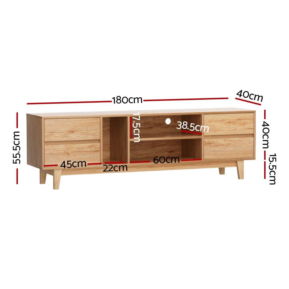 Marlook Entertainment Unit Stand TV Cabinet Storage Drawer Shelf 180cm Wooden