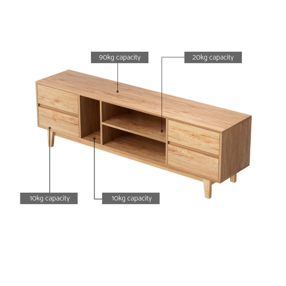 Marlook Entertainment Unit Stand TV Cabinet Storage Drawer Shelf 180cm Wooden