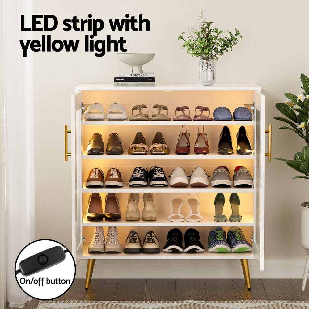 Marlook Shoe Rack 5-tier 20 Pairs Storage LED Light