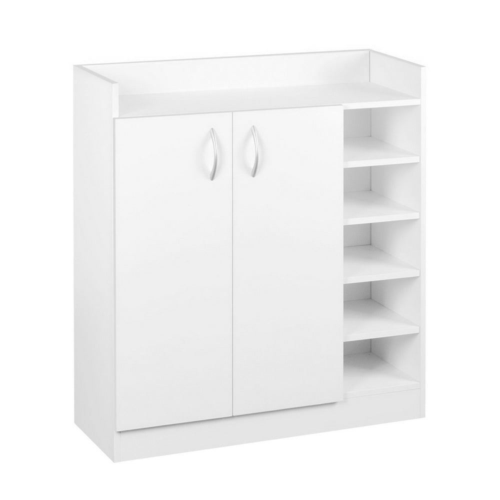 Marlook Shoe Rack Cabinet 21 Pairs Adjustable Shelves White Clair
