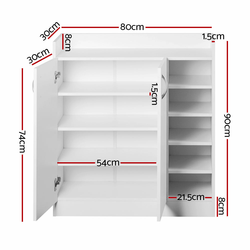 Marlook Shoe Rack Cabinet 21 Pairs Adjustable Shelves White Clair