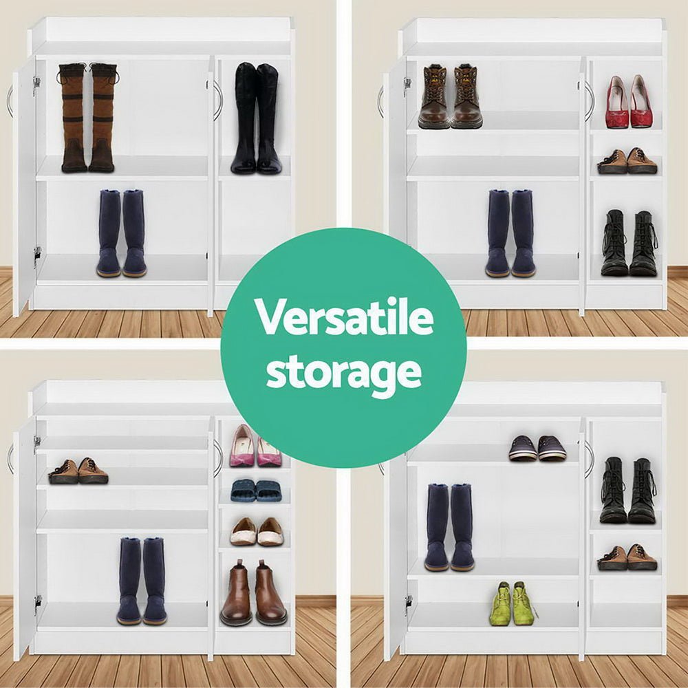 Marlook Shoe Rack Cabinet 21 Pairs Adjustable Shelves White Clair