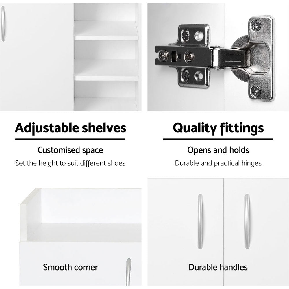 Marlook Shoe Rack Cabinet 21 Pairs Adjustable Shelves White Clair