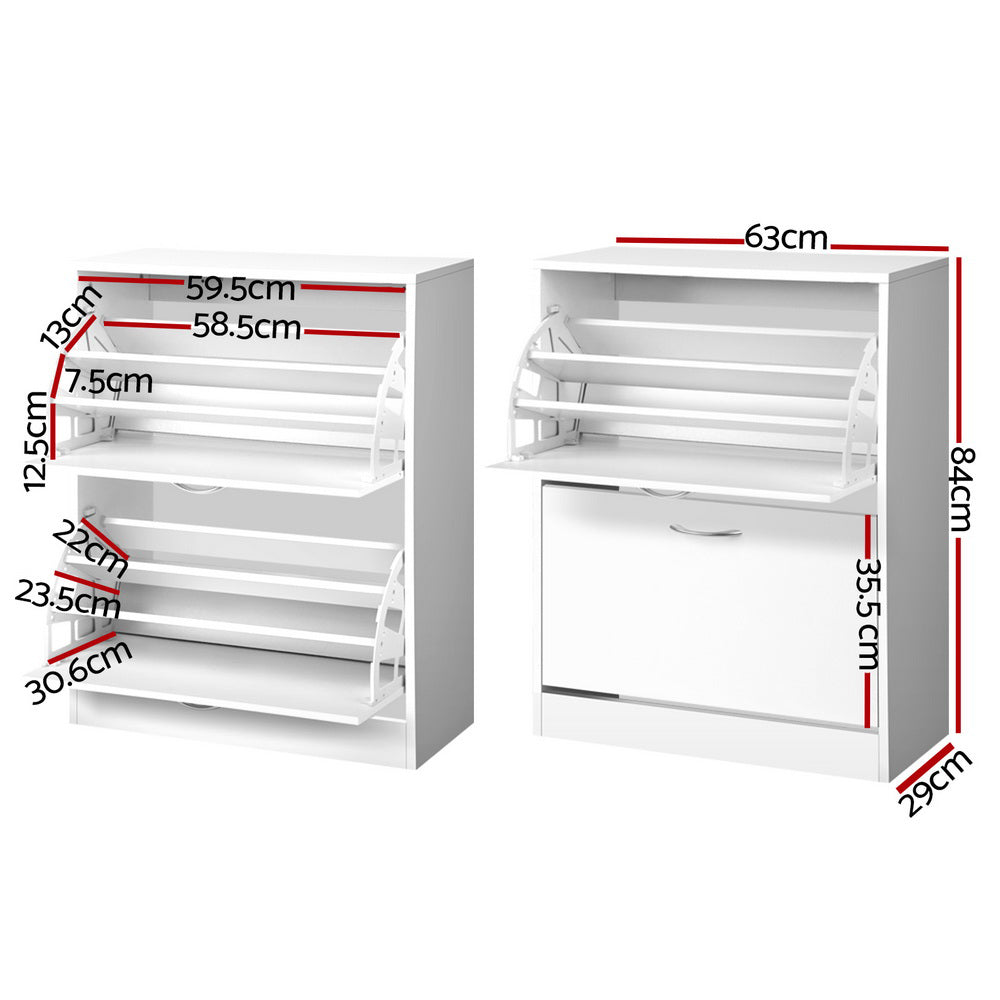 Marlook Shoe Rack Cabinet Adjustable Shelves 24 Pairs White Iris