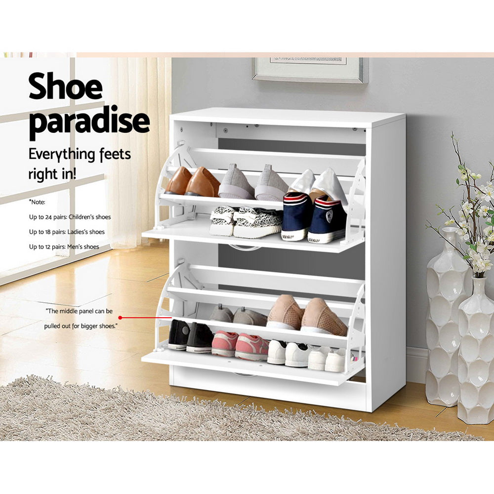 Marlook Shoe Rack Cabinet Adjustable Shelves 24 Pairs White Iris