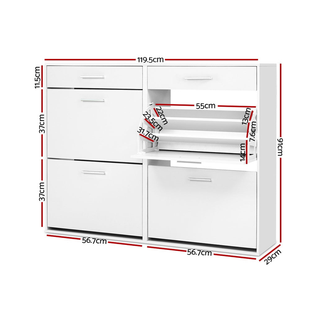 Marlook Shoe Rack Cabinet 36 Pairs Adjustable Shelves White Sara