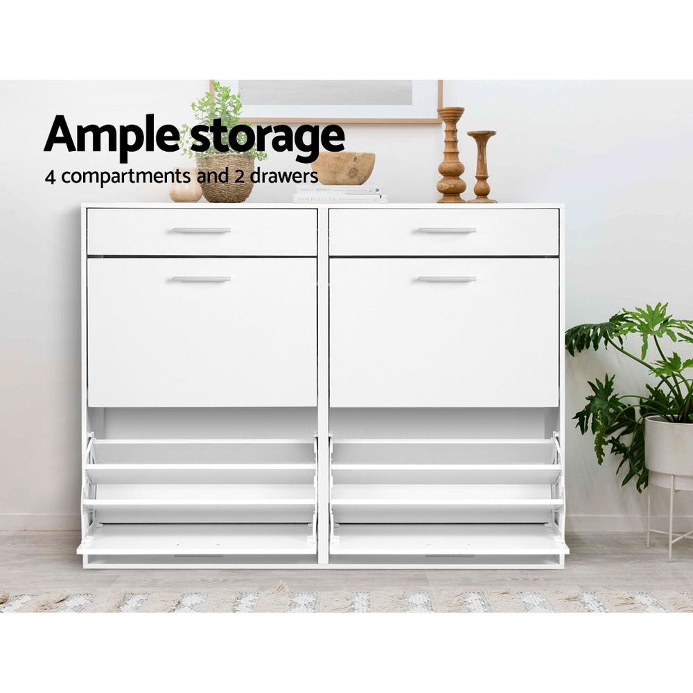Marlook Shoe Rack Cabinet 36 Pairs Adjustable Shelves White Sara