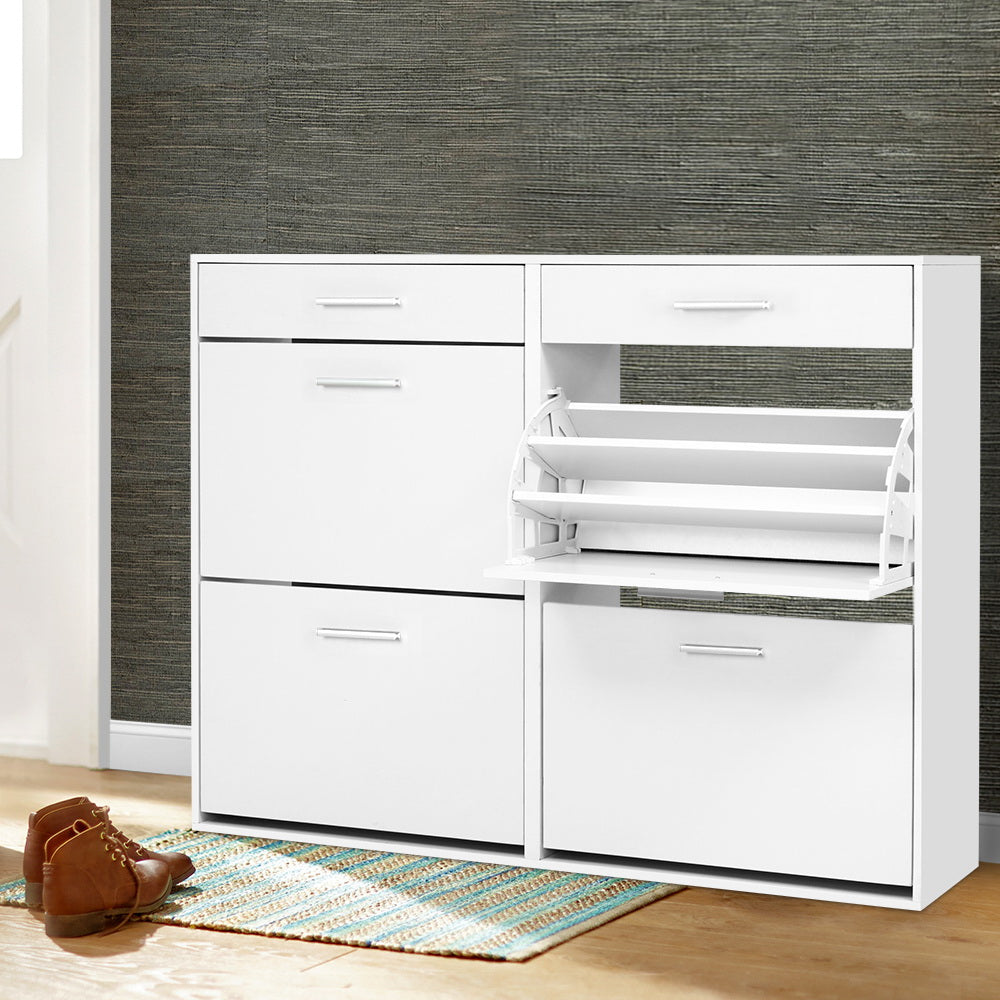 Marlook Shoe Rack Cabinet 36 Pairs Adjustable Shelves White Sara