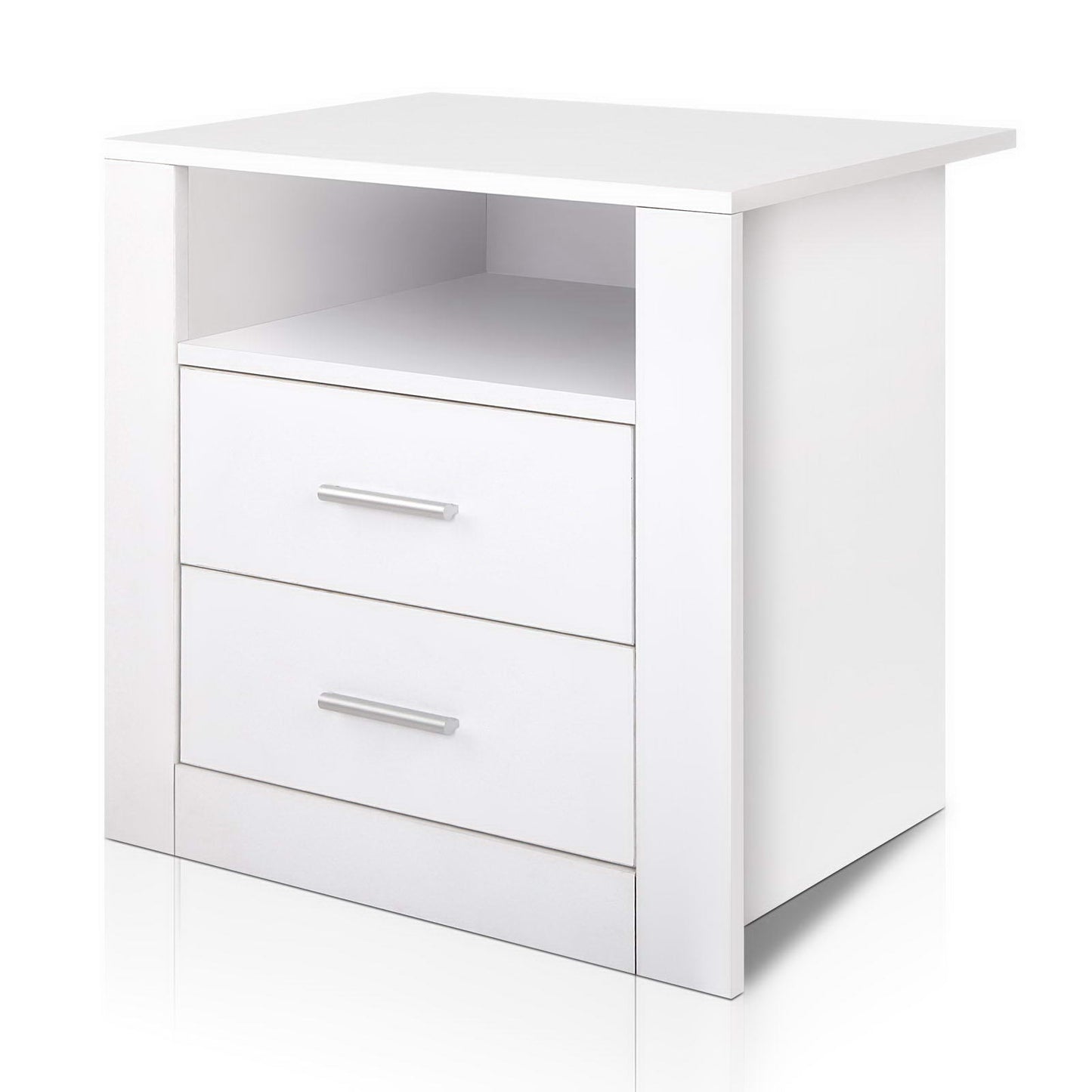 Marlook Bedside Table 2 Drawers with Shelf - TARA White
