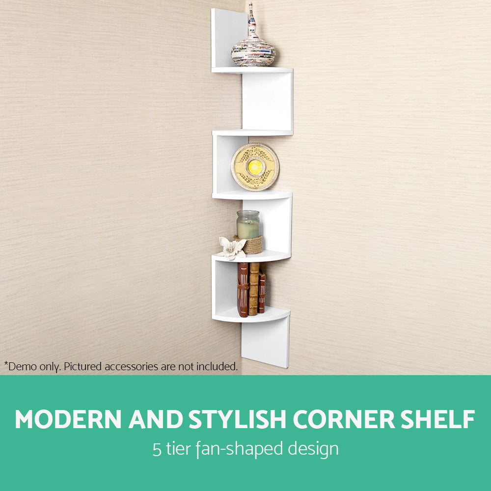 Marlook Wall Shelf Corner Floating 5-Tier White