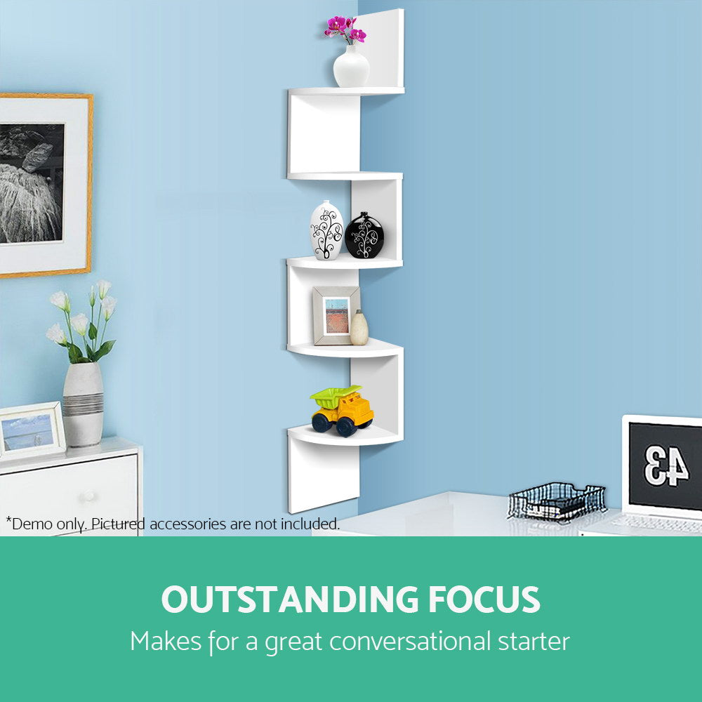 Marlook Wall Shelf Corner Floating 5-Tier White