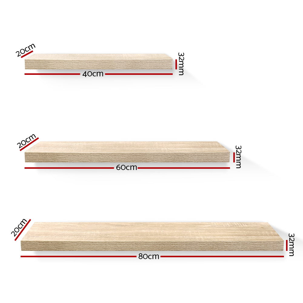 Marlook Floating Wall Shelf Set of 3 Oak