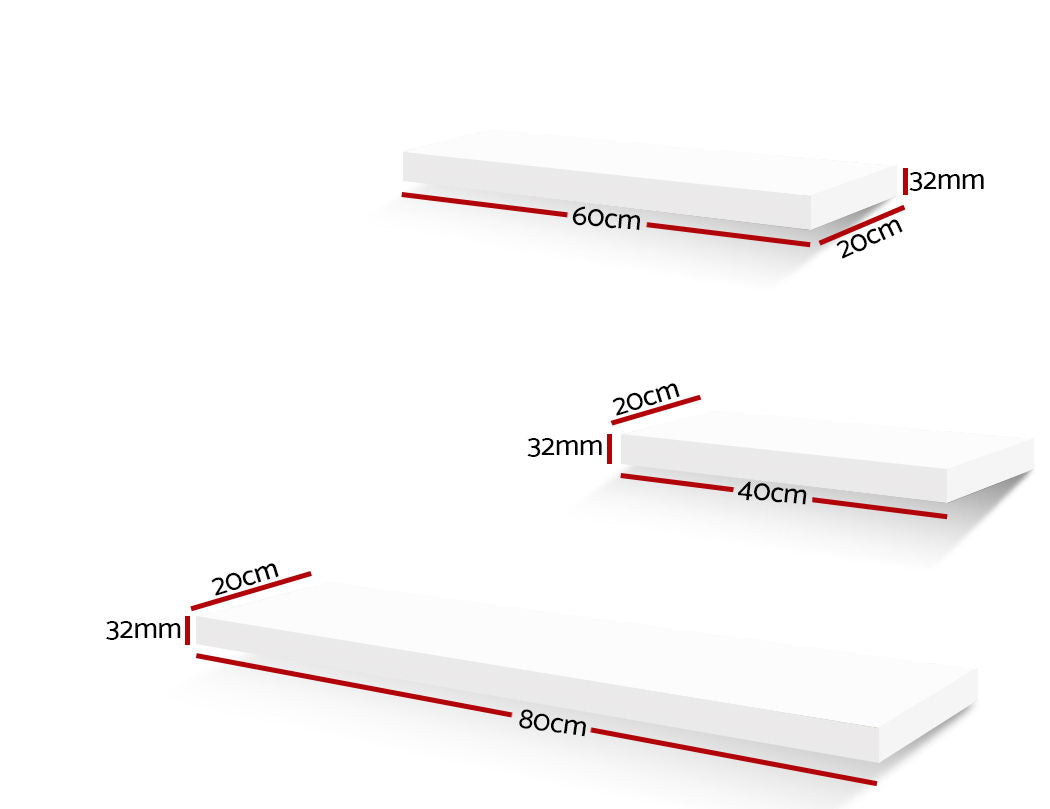 Marlook Floating Wall Shelf Set of 3 White