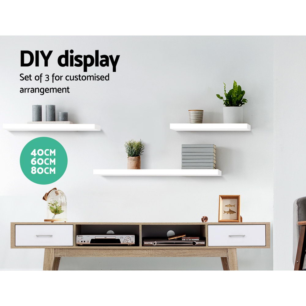Marlook Floating Wall Shelf Set of 3 White