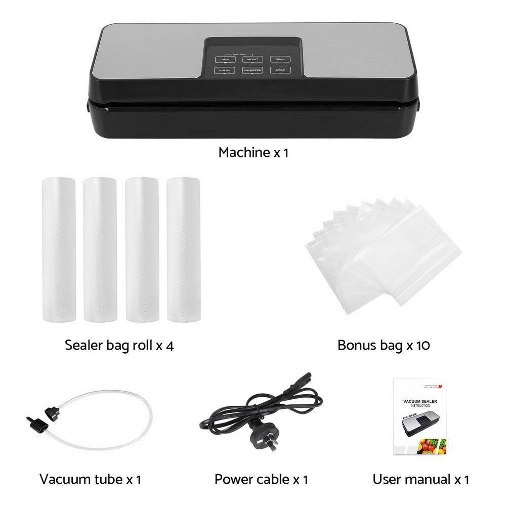 Marlook Food Vacuum Sealer Machine Auto Seal Cutter 5 Modes Storage Bags 28cm 6m 4 Rolls