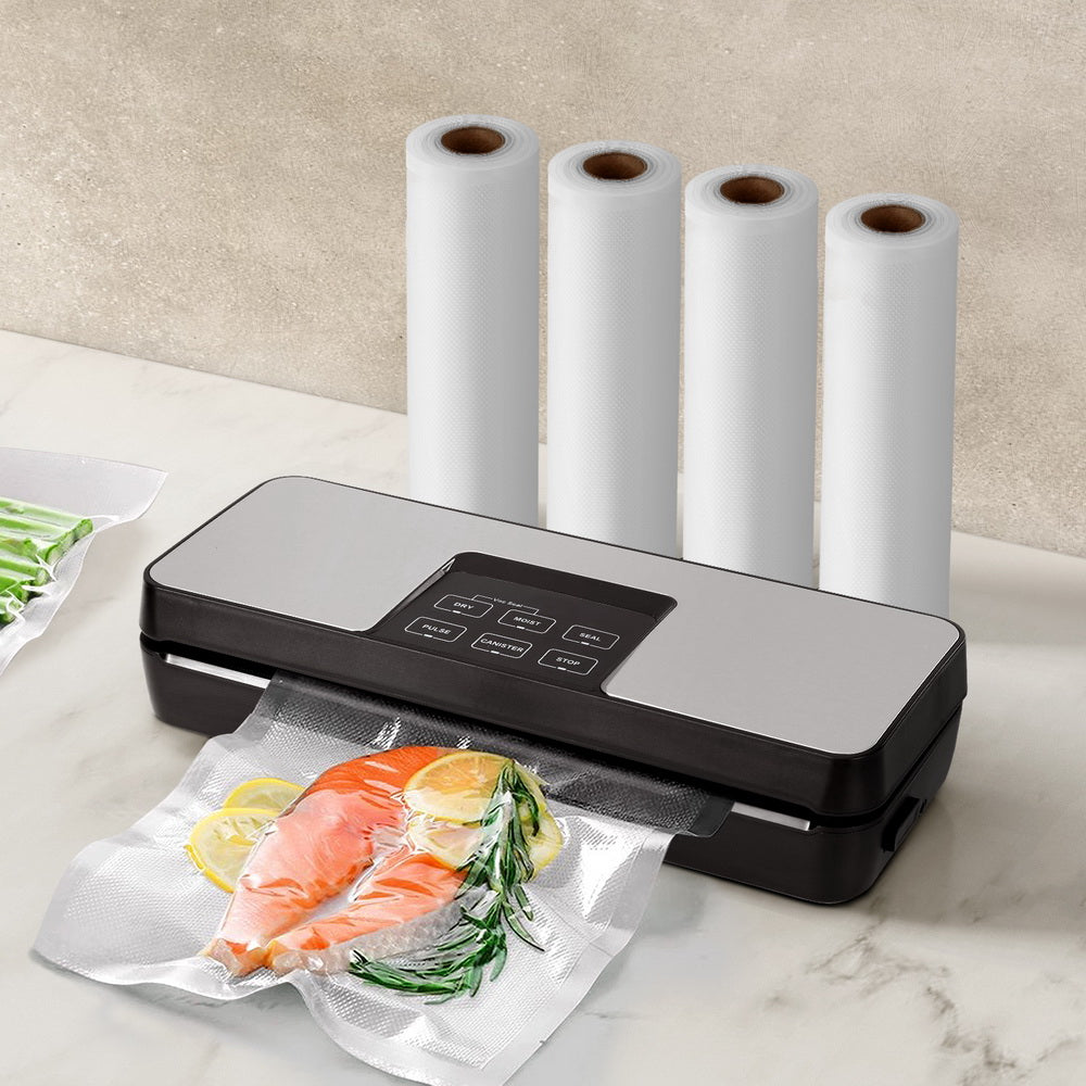 Marlook Food Vacuum Sealer Machine Auto Seal Cutter 5 Modes Storage Bags 28cm 6m 4 Rolls