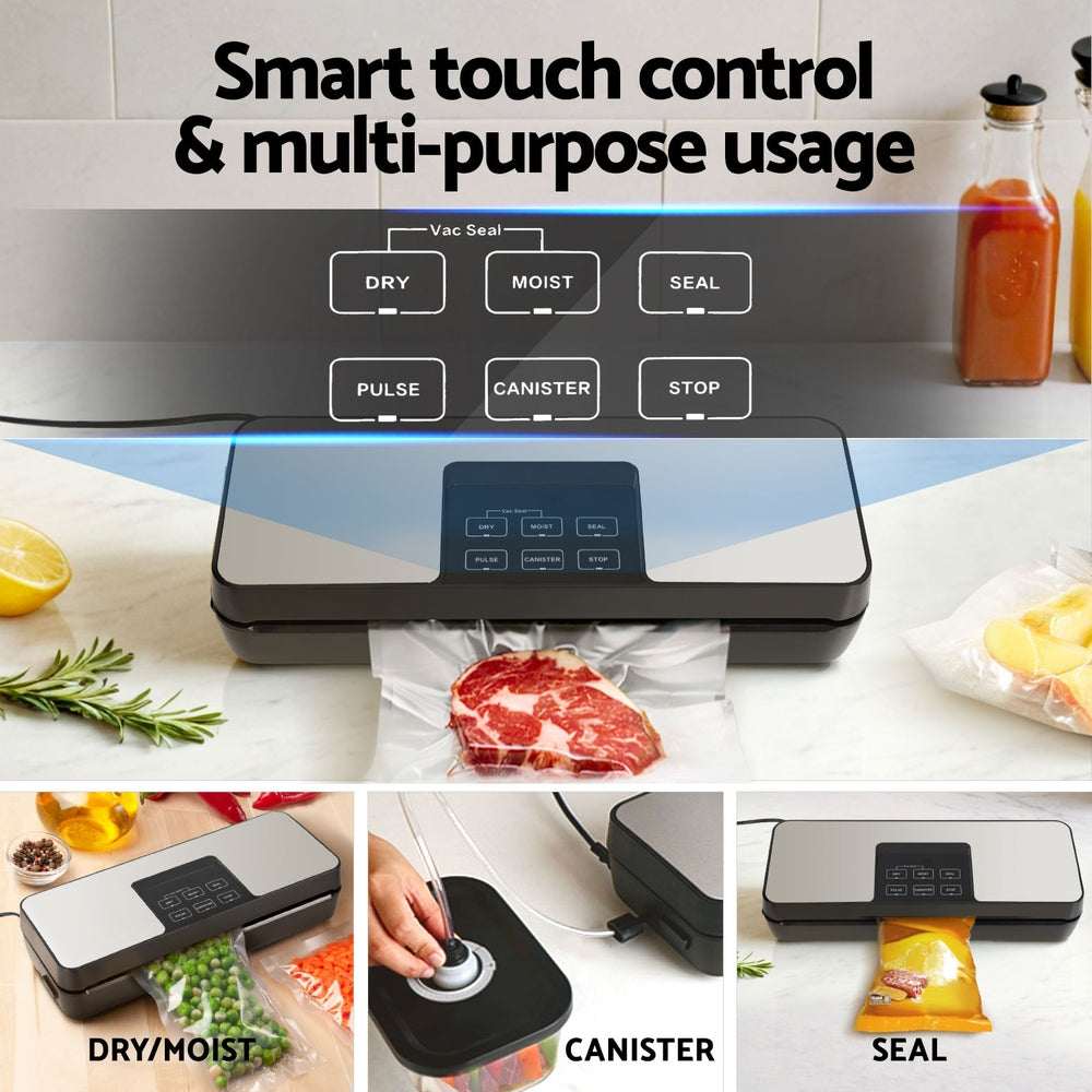 Marlook Food Vacuum Sealer Machine Auto Seal Cutter 5 Modes Storage Bags 28cm 6m 4 Rolls
