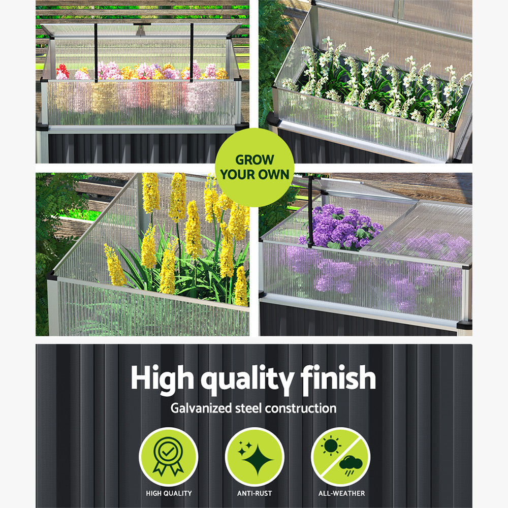 Marlook Garden Bed 80x49x74cm Greenhouse Planter Box Raised Galvanised Herb
