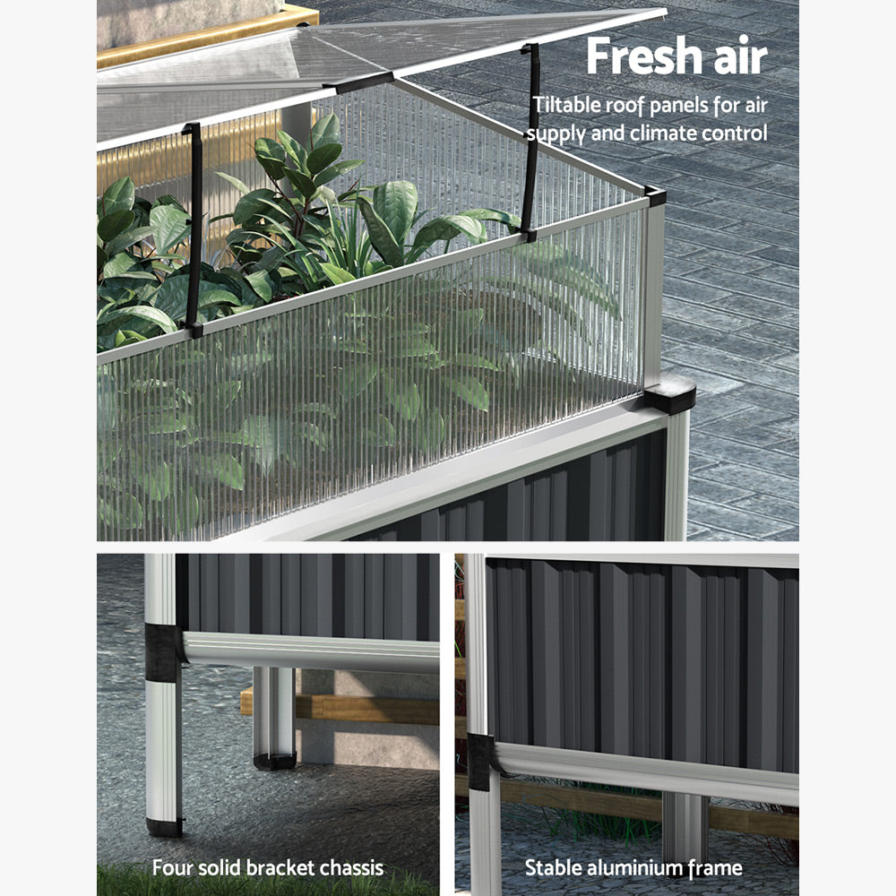 Marlook Garden Bed 80x49x74cm Greenhouse Planter Box Raised Galvanised Herb