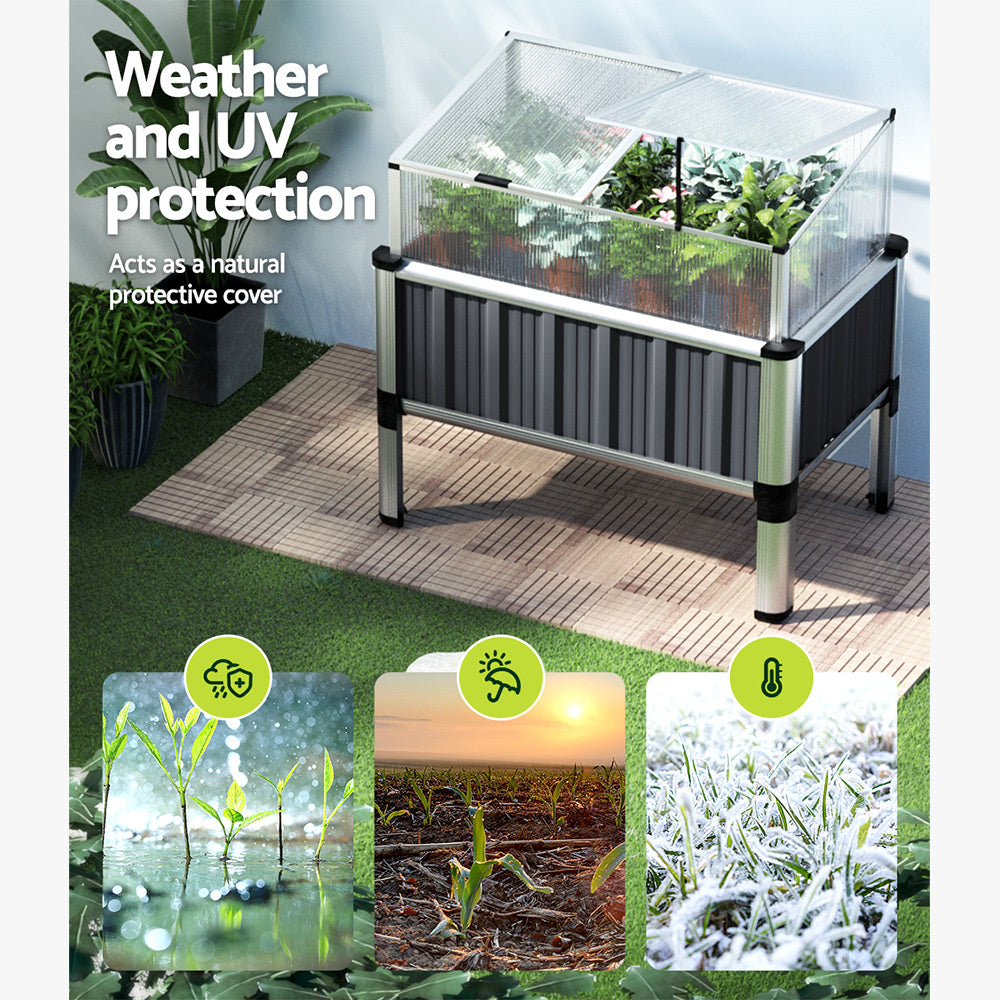 Marlook Garden Bed 80x49x74cm Greenhouse Planter Box Raised Galvanised Herb