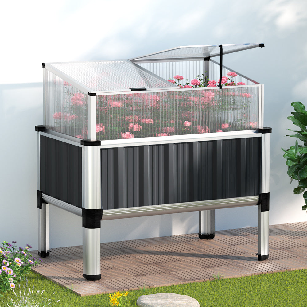 Marlook Garden Bed 80x49x74cm Greenhouse Planter Box Raised Galvanised Herb