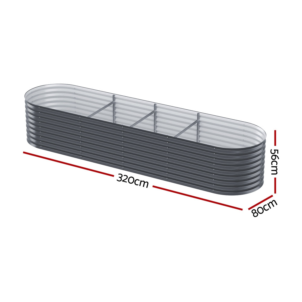 Marlook Garden Bed 320X80X56cm Oval Planter Box