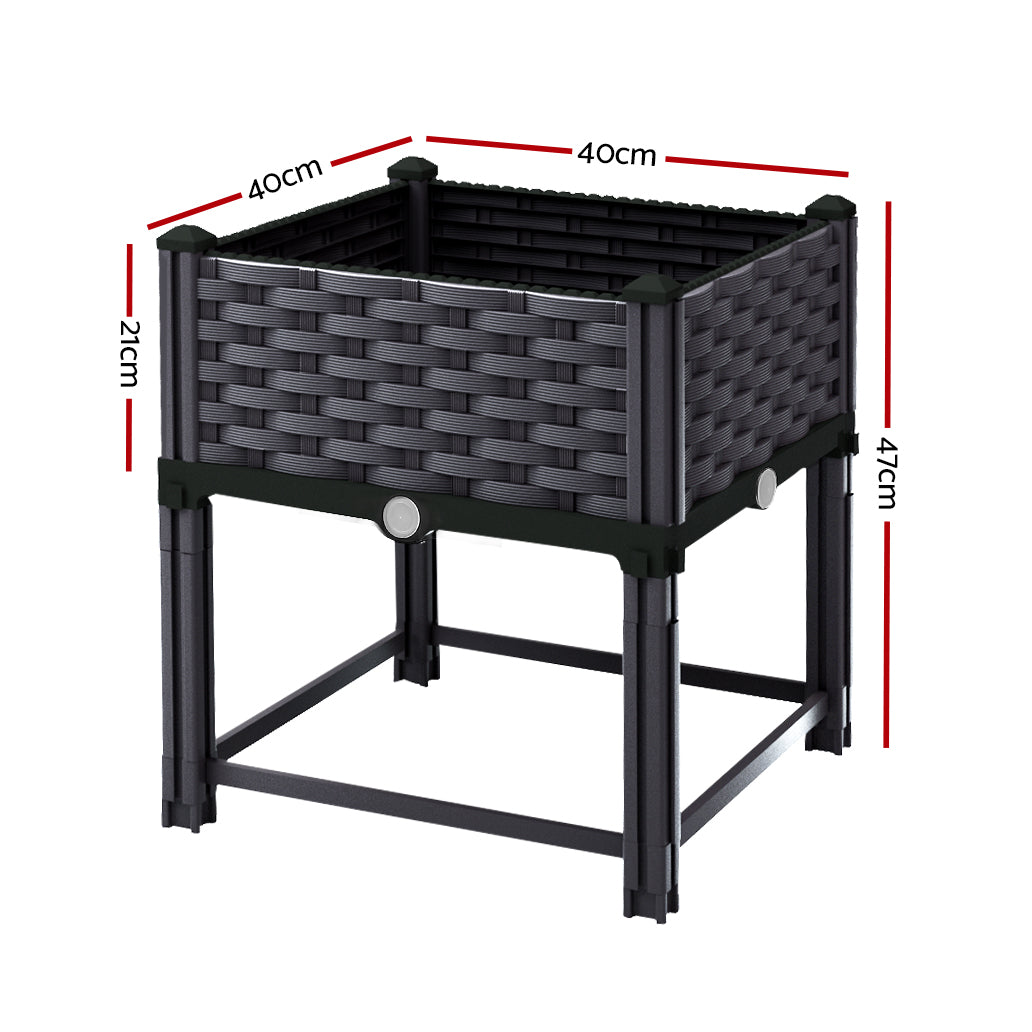 Marlook Garden Bed 40x40x23cm PP Planter Box Raised Container Growing Herb