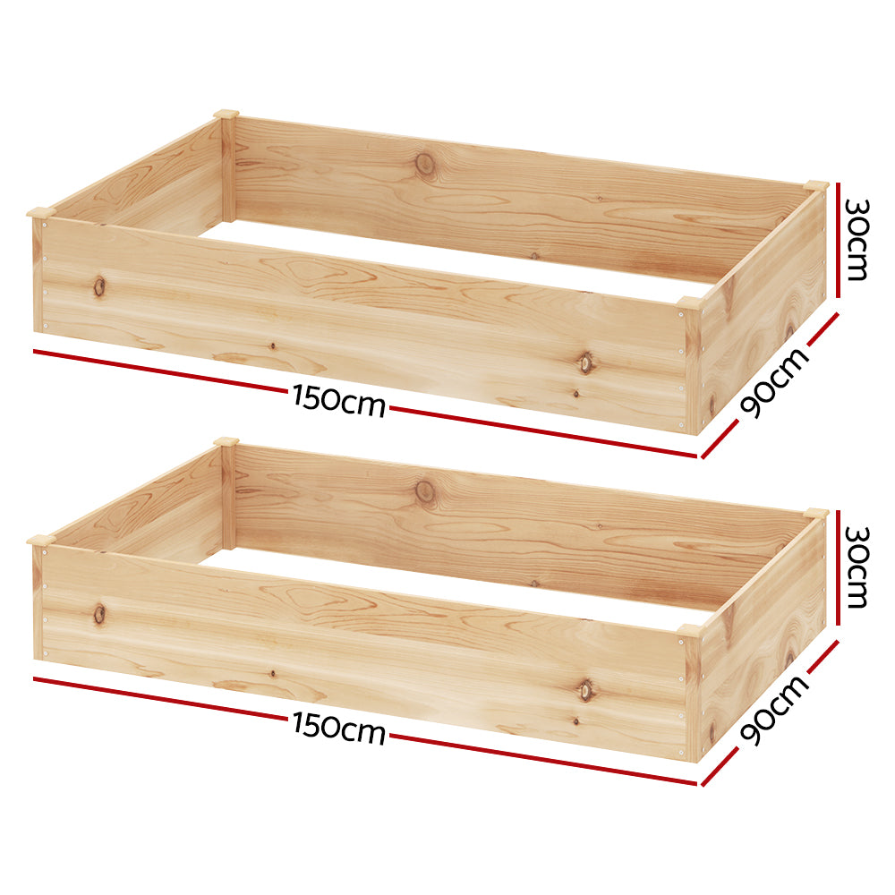 Marlook Garden Bed 150x90x30cm Wooden Planter Box Raised Container Growing