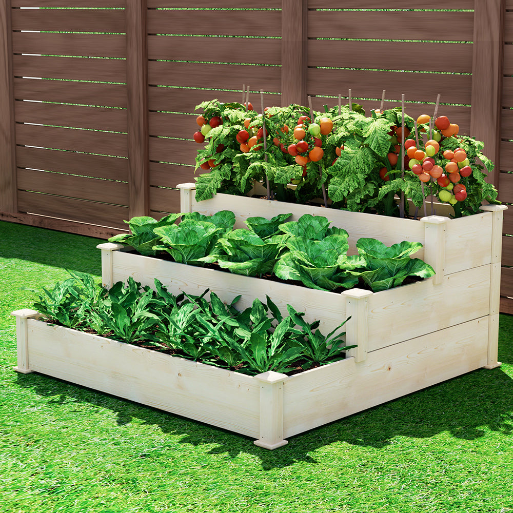 Marlook 3-Tier Wooden Raised Garden Bed Elevated Ground Vegetable Planter Box