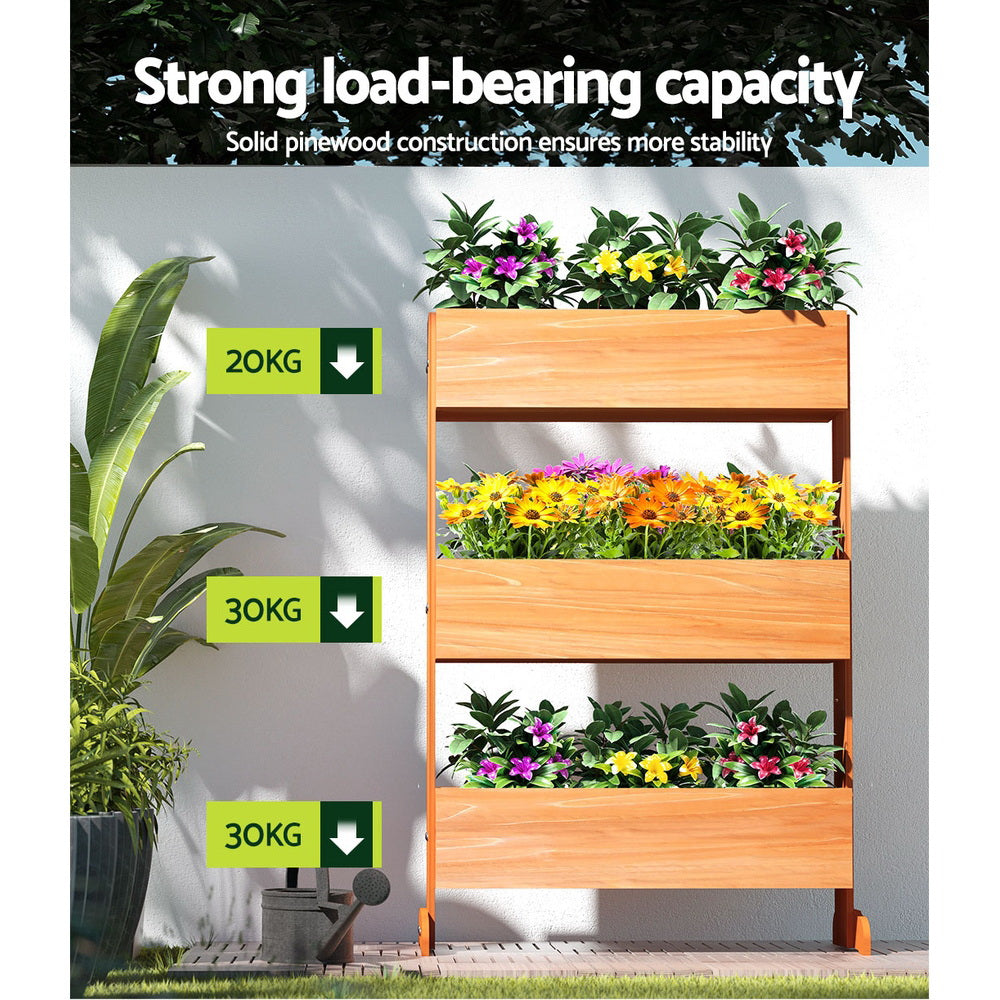 Marlook Garden Bed Elevated 69x39x106cm Wooden Planter Box Container Herb