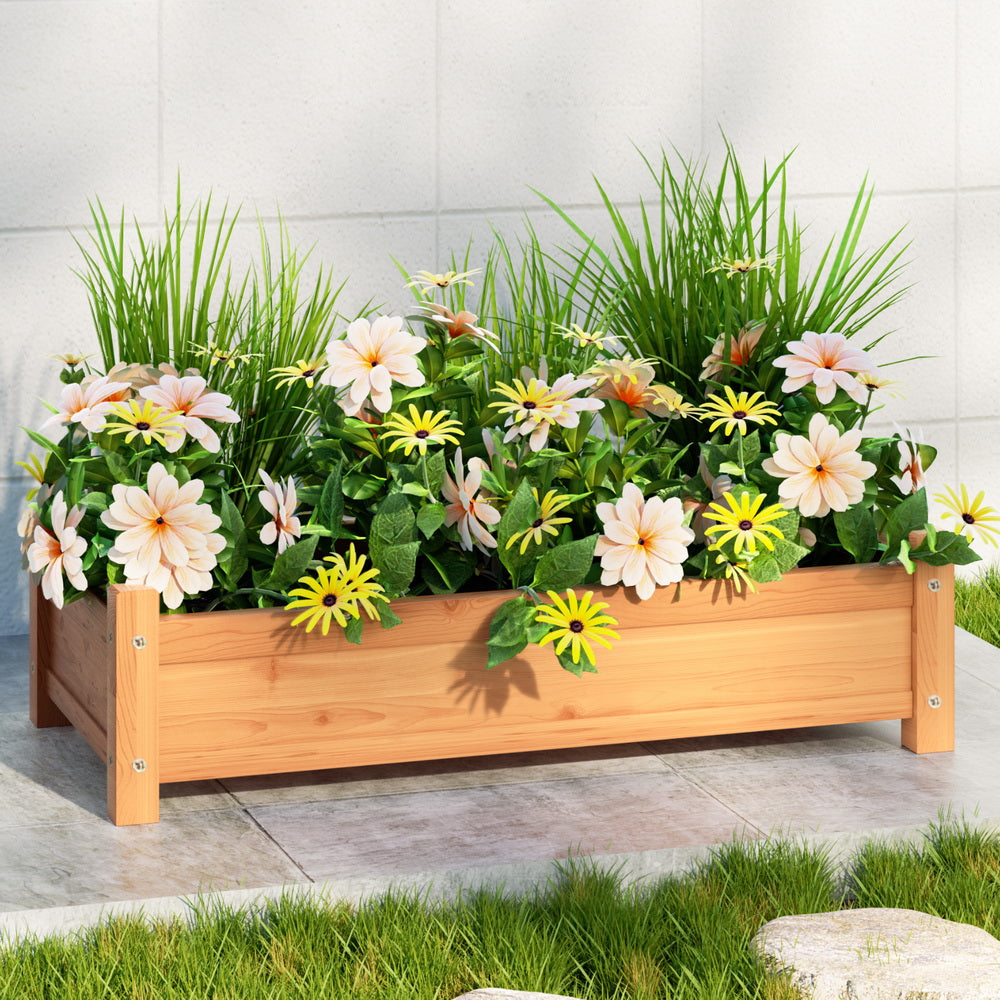 Marlook Garden Bed 65x33x16cm Wooden Planter Box Raised Container Growing
