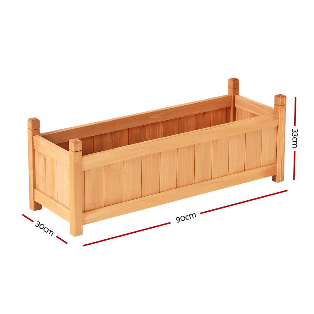 Marlook Garden Bed 90x30x33cm Wooden Planter Box Raised Container Growing