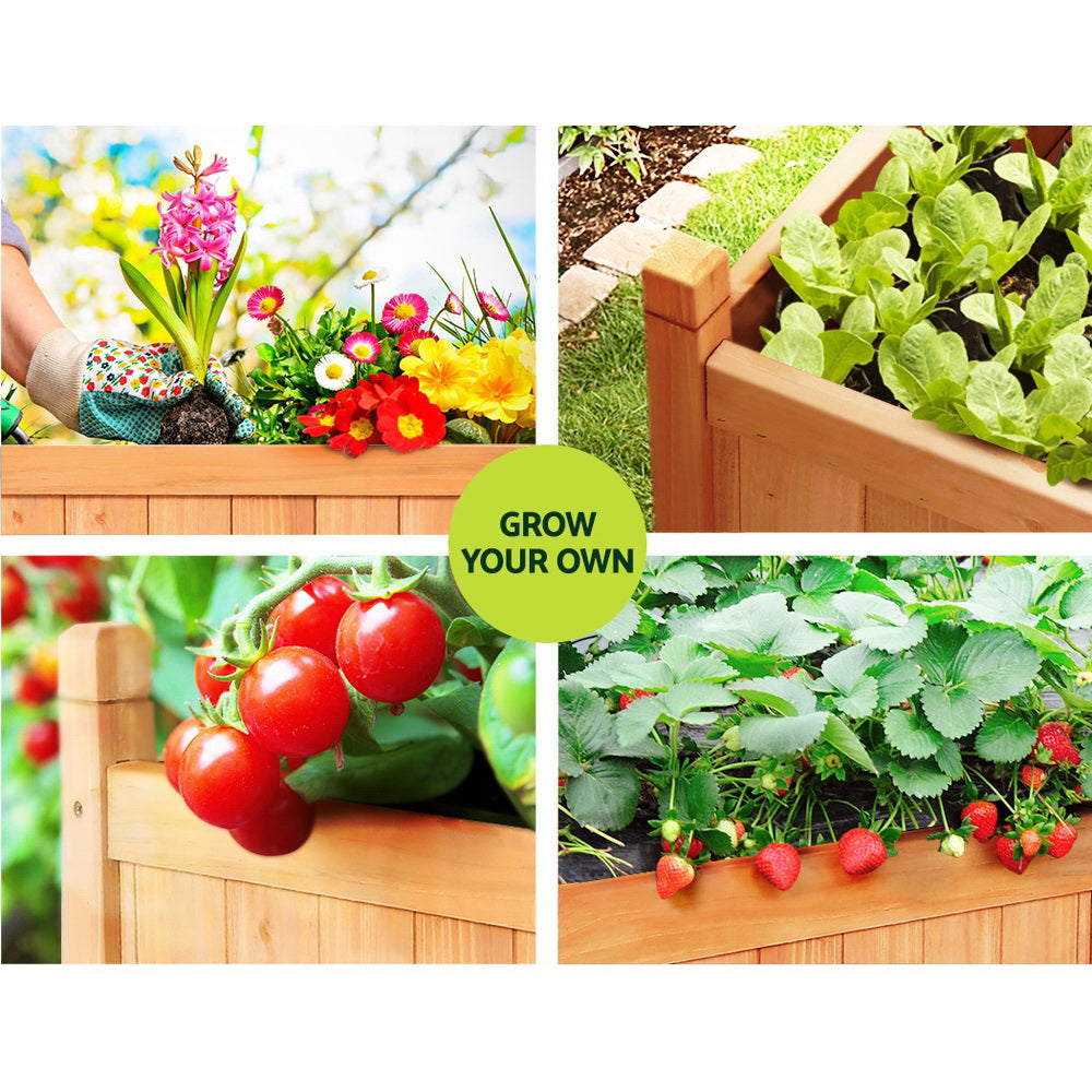 Marlook Garden Bed 90x30x33cm Wooden Planter Box Raised Container Growing