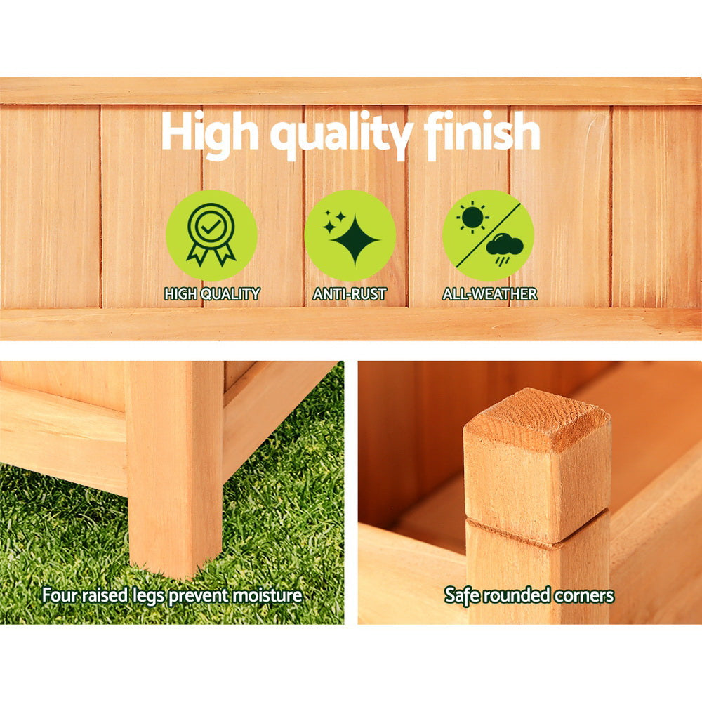Marlook Garden Bed 90x30x33cm Wooden Planter Box Raised Container Growing