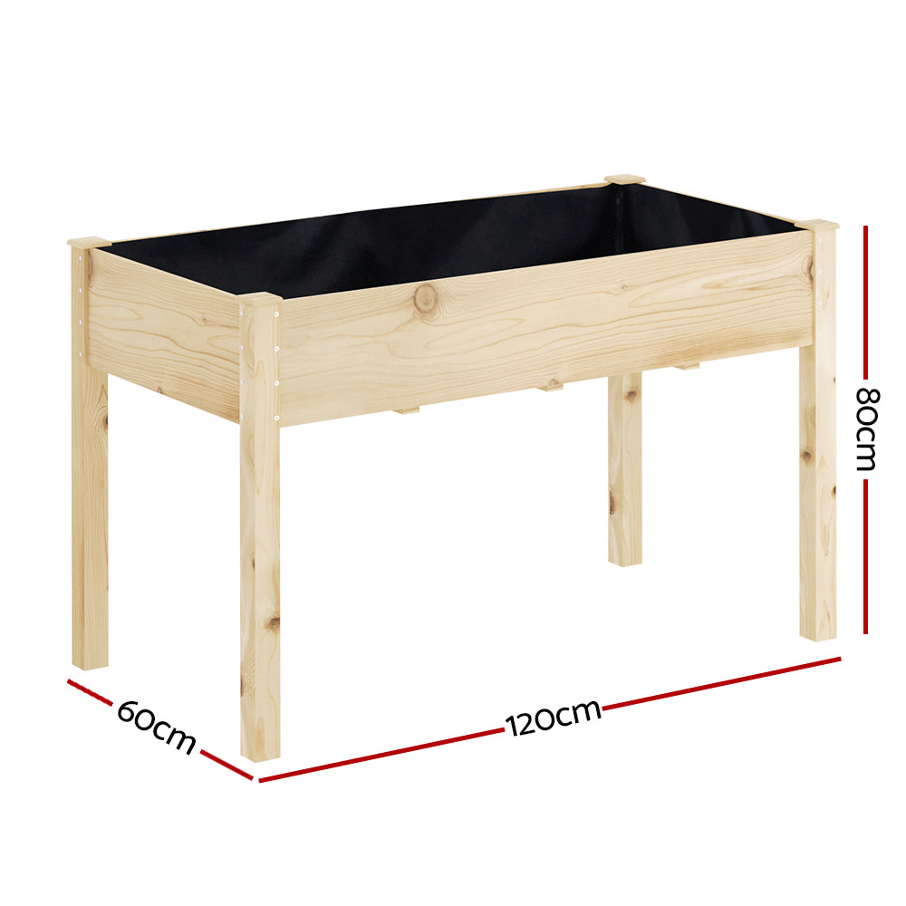Marlook Garden Bed Elevated 120x60x80cm Wooden Planter Box Raised Container