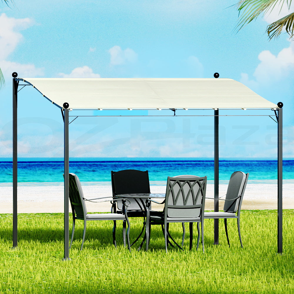 Marlook Gazebo Marquee 3m Outdoor Event Wedding Tent Camping Party Shade Iron Art Canopy Beige