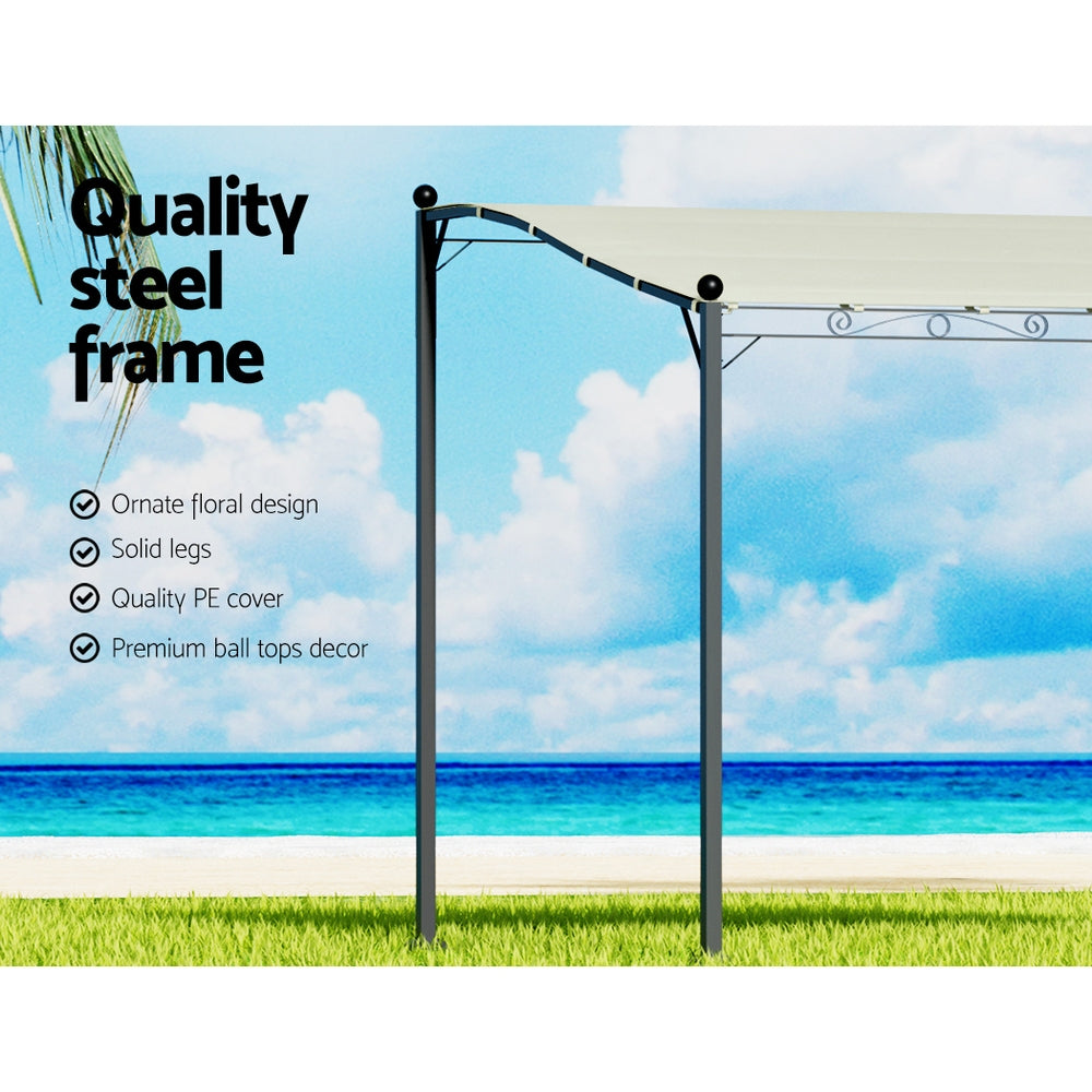 Marlook Gazebo Marquee 3m Outdoor Event Wedding Tent Camping Party Shade Iron Art Canopy Beige