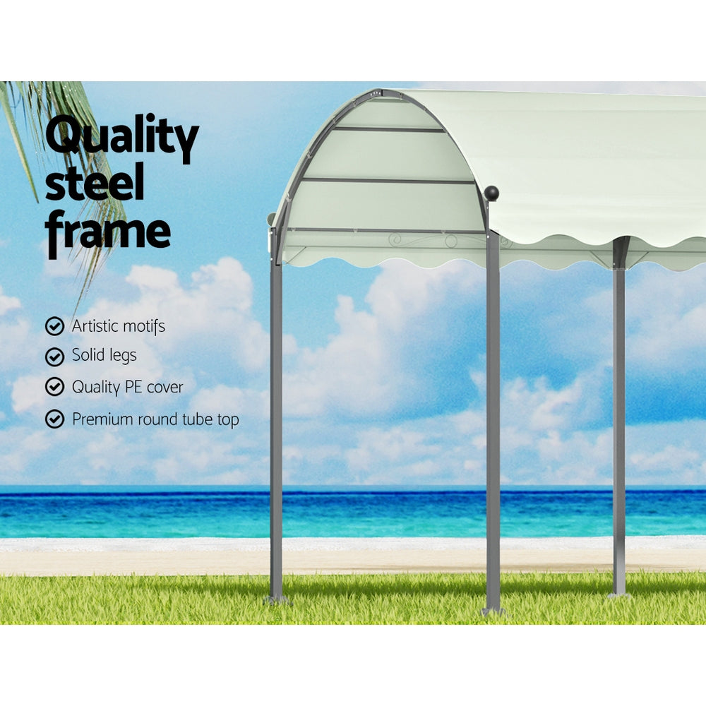 Marlook Gazebo Marquee 4x3m Outdoor Event Wedding Tent Camping Party Shade Iron Art Canopy Beige