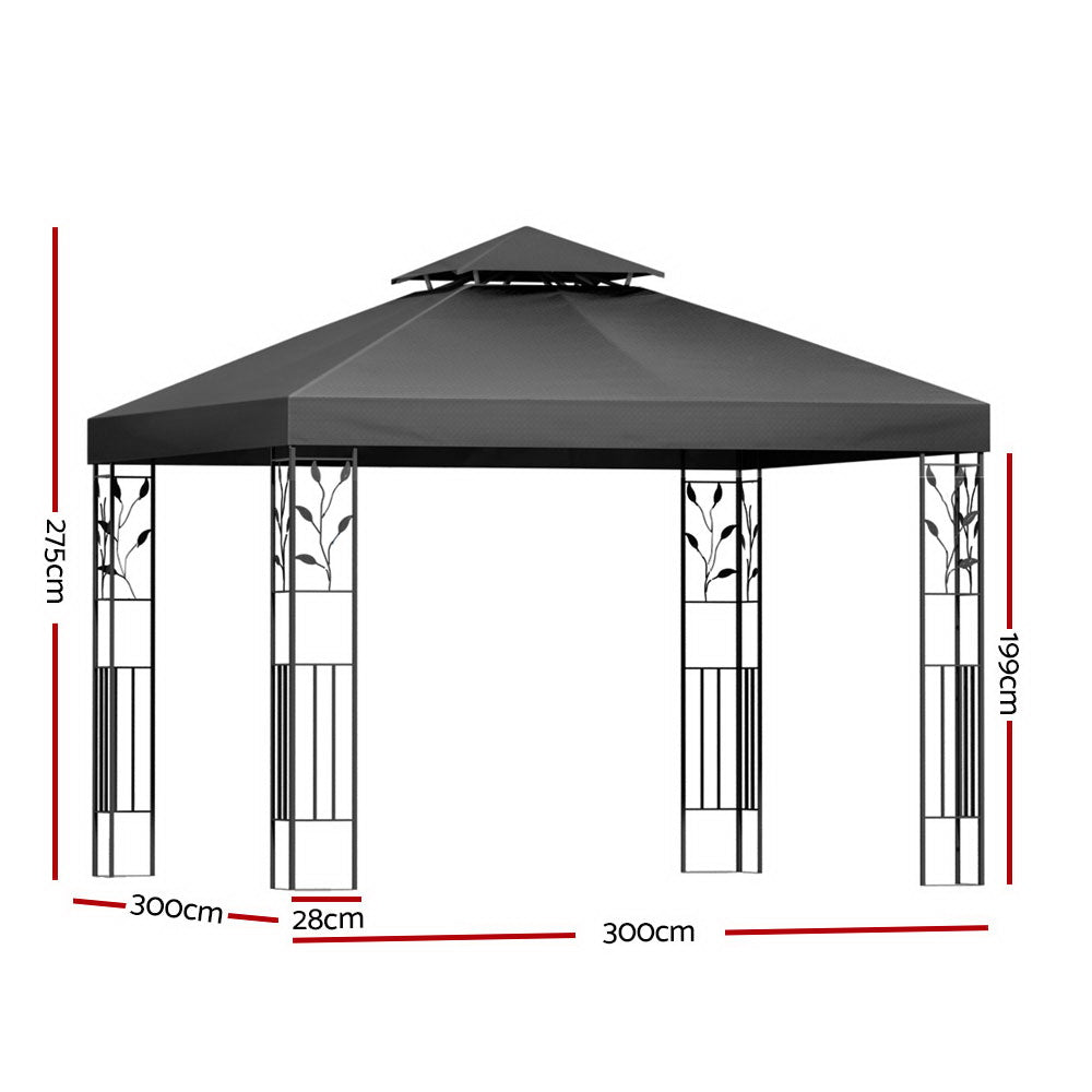 Marlook Gazebo 3x3m Marquee Outdoor Wedding Party Event Tent Home Iron Art Shade Grey