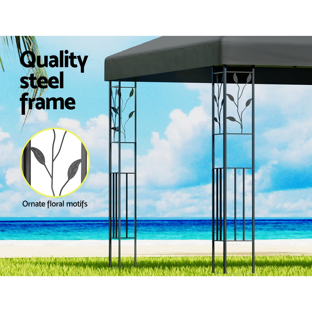 Marlook Gazebo 3x3m Marquee Outdoor Wedding Party Event Tent Home Iron Art Shade Grey