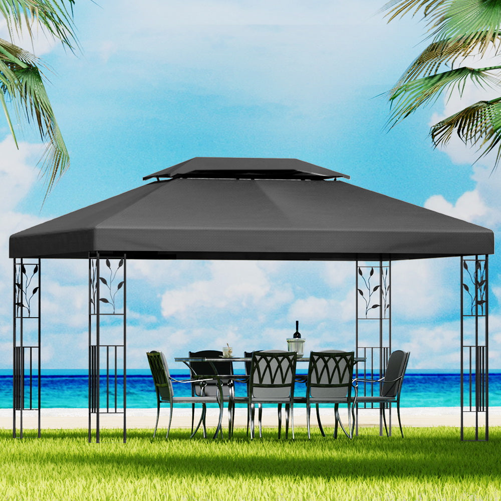 Marlook Gazebo 4x3m Marquee Outdoor Wedding Party Event Tent Home Iron Art Shade Grey